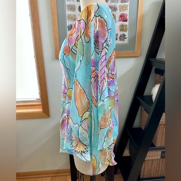 Dana Buchman Silk Floral Sheer Poncho Top and Camisole Set - Picture 4 of 12